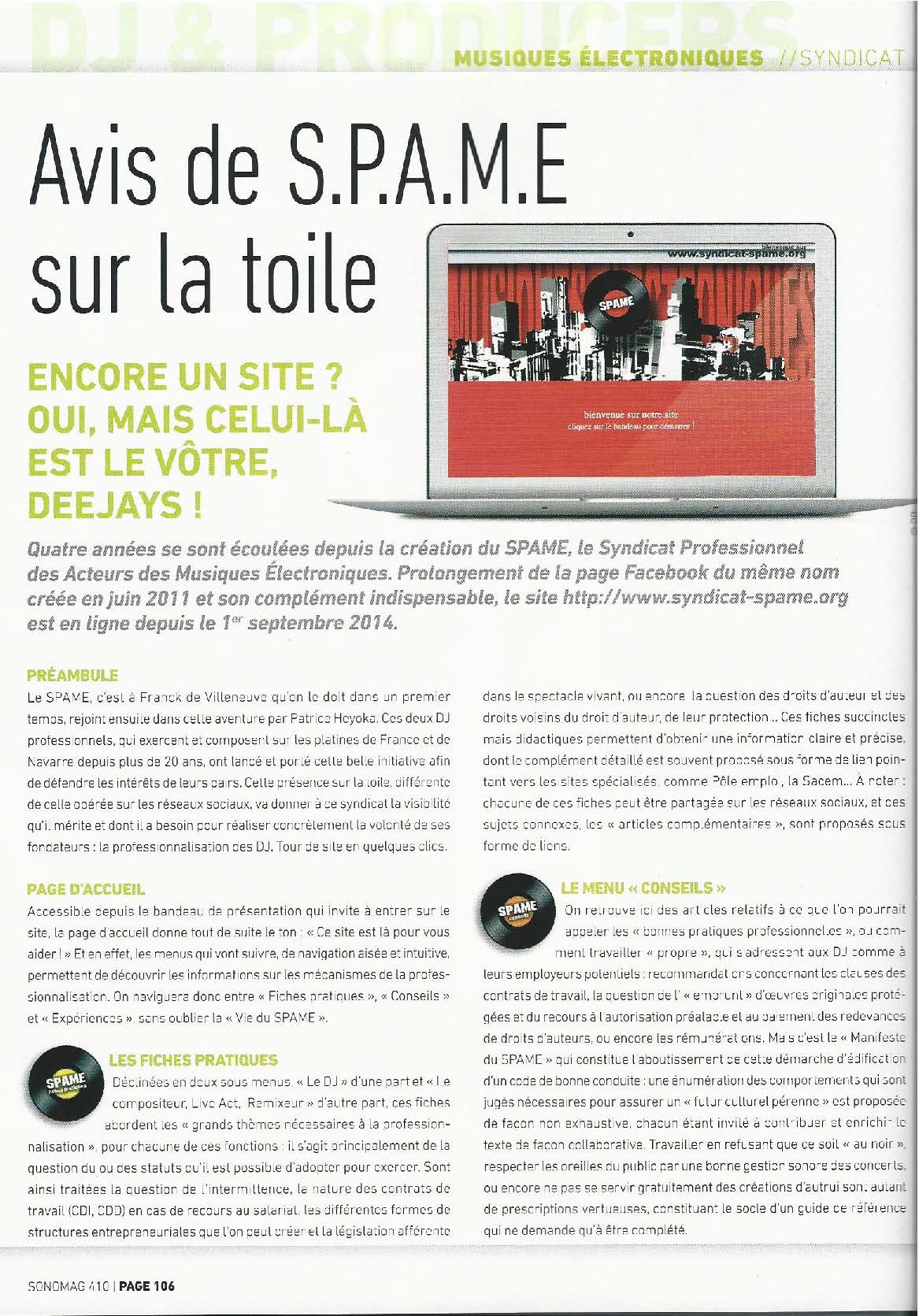 Article Sono Mag 2015 Page 1